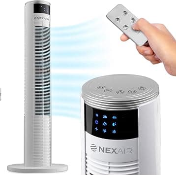 NEXAIR 36” Oscillating Tower Fan, 3 Speed Portable Fan Tower With Remote Control, Quiet Operating Floor Fan for Bedroom with 7.5 Hr Auto Off Timer, Modern Design Room Cooling Fan For Home & Office on Amazon.ae - Price Tracker