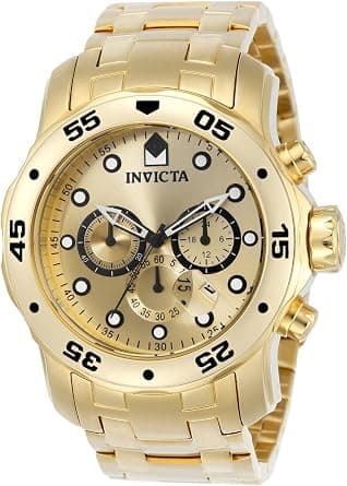 Invicta Men's 0073 Pro Diver Collection Chronograph 18K Gold Plated Watch With Link Bracelet on Amazon.ae - Price Tracker