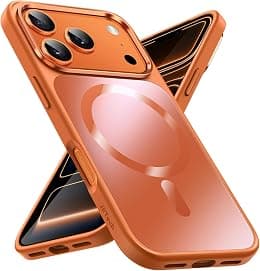 JETech Magnetic Case for iPhone 17 Pro Max 6.9-Inch Compatible with MagSafe, Luxury Metallic Luster Matte Back Slim Shockproof Electroplated Phone Cover (Orange) - Best Deal Finder
