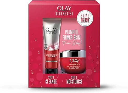 Olay Regenerist Micro Sculpting Day Moisturiser Cream Non SPF 50g with Cleanser, 100g - Best Deal Finder