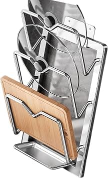 Multipurpose Kitchen Counter Stainless Steel Pots and Pan Lid Organiser Storage Rack Cutting Board Organiser Home Organization Accessories on Amazon.ae - Price Tracker