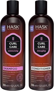HASK CURL CARE Shampoo + Conditioner Set Coconut and Argan Oil, for Curly Hair Types, Vegan, Color Safe, Gluten-Free, Sulfate-Free, Paraben-Free, Cruelty-Free - 1 Shampoo and 1 Conditioner on Amazon.ae - Price Tracker