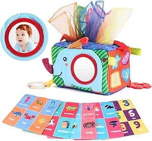 Jenilily My First Tissue Box with Tummy Time Mirror, Montessori Toy Baby Infants Newborns Kids Educational Preschool Learning 3-6-9-12 Months Development STEM Gift on Amazon.ae - Price Tracker