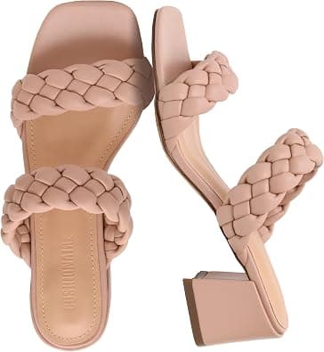 CUSHIONAIRE Women's Onyx braided Heel Sandal +Memory Foam, Wide Widths Available على Amazon.ae - متتبع الأسعار