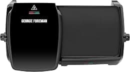 George Foreman Large Electric Grill & Griddle [Dual independent temperature control, Energy saving, Easy clean, Non stick, Healthy, Toastie, Hot plate, Panini, BBQ, Ready to cook light] Black, 23450 - Best Deal Finder