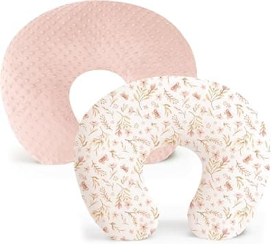 Konssy 2 Pack Nursing Pillow Covers, Soft and Comfortable, Nursing Cover for Breastfeeding Pillows, Pillow Case for Newborn Babies, Girls and Boys (Pink, Pink) على Amazon.ae - متتبع الأسعار