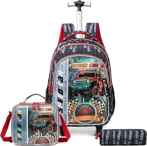 Kids Rolling Backpack With Wheels Trolley Wheeled Backpacks for Boys on Amazon.ae - Price Tracker