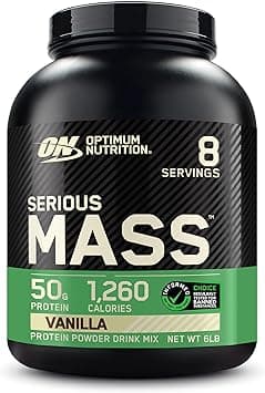 Optimum Nutrition (ON) Serious Mass: High Protein Muscle Building & Weight Gainer Protein Powder, 50 Grams of Protein, Vitamin C, Zinc And Vitamin D For Immune Support - Vanilla, 6 Lbs (2.72 KG) - Amazon.ae Price Tracker