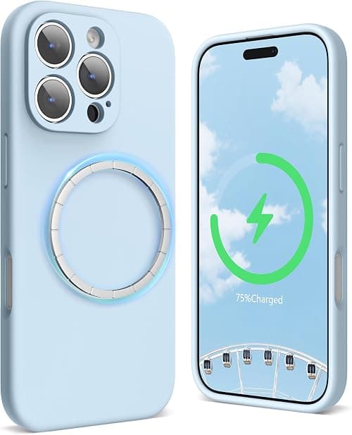 SURPHY Magnetic Silicone for iPhone 16 Pro Case, Compatible with MagSafe, Camera Protective and Soft Microfiber Lining Shockproof Phone Case Cover 6.3 inch 2024, Cloud Blue on Amazon.ae - Price Tracker