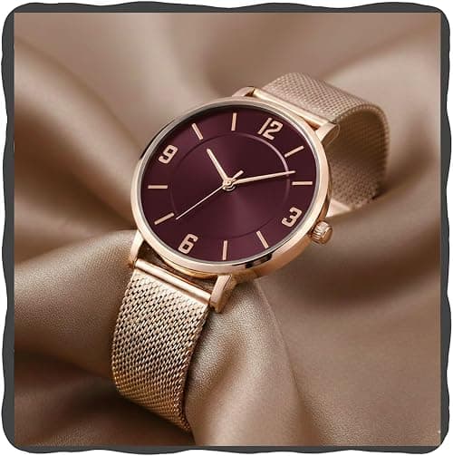 ON TIME OCTUS Stylish Dial Rose Gold Color Mesh Chain Strap Analog Wrist Watch for Women on Amazon.ae - Price Tracker