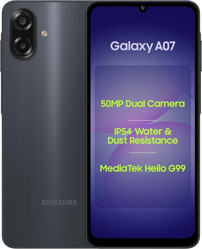 Samsung Galaxy A07 LTE(Black), 6.7-Inch HD+ Display, 4GB RAM, 64GB Storage, 90Hz Refresh Rate, 50MP Dual Camera, MediaTek Helio G99 on Amazon.ae - Price Tracker