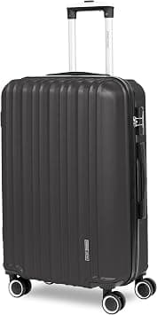 Parajohn Hardside Luggage, ABS Suitcase with 8 Spinner Wheels, Lightweight Travel Trolley for Men & Women (Dark Grey, Checked Luggage 24-inch) على Amazon.ae - متتبع الأسعار