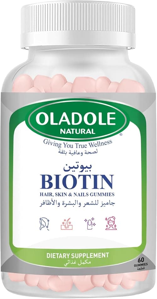 Oladole Natural Hair Vitamin Gummies - 60 Count | 10000mcg Biotin with Multivitamin | Supports Healthy Hair, Strong Nails & Radiant Skin على Amazon.ae - متتبع الأسعار