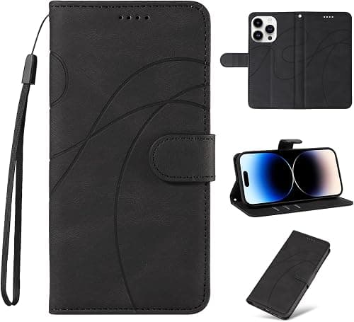Leather Wallet Flip Case for Motorola Moto G04 4G, Card Holder Folio Cover Black. على Amazon.ae - متتبع الأسعار