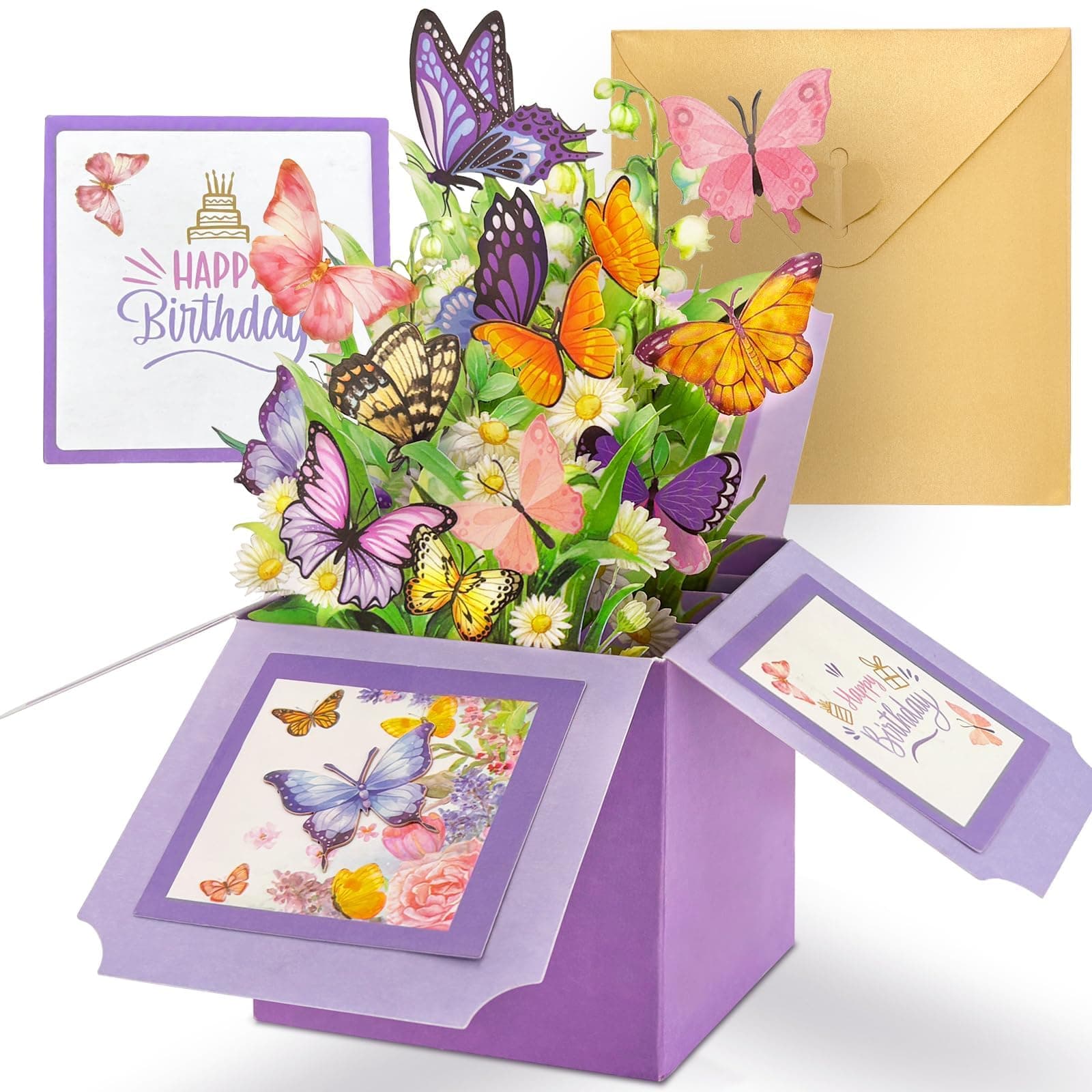 Butterfly Flower Pop Up Birthday Cards, 3D Happy Birthday Cards Box for Women, Pop-up Gift Box with Envelope and Blank Cards, Personalised Greeting Cards for Daughter Wife Sister Mum on Amazon.ae - Price Tracker