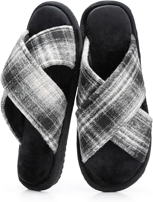 GOEWY Mens Slippers Memory Foam Open Toe Non-Slip House Shoes for Men | Breathable Design Memory Foam Cushioning Anti-Slip Textured Sole Machine Washable & Durable Gift for Dad and Husband على Amazon.ae - متتبع الأسعار