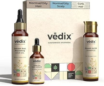 Vedix Customized Hair Fall Control Regimen For Normal/Oily/Scalp - Curly Hair, Ayurvedic Hair Care - 3 Product Kit + Eclipta - Anti-Hairfall Shampoo - Hair Growth Serum on Amazon.ae - Price Tracker