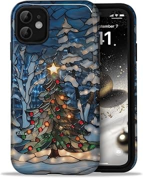Chrismas Phone Case for iPhone 11, Cute Merry Chrismas Tree Pattern Double Layer Hybrid Protection Case Aesthetic Santa Claus Snowman Elk Xmas Snowflakes Cover for Women Girls Kids, Blue on Amazon.ae - Price Tracker