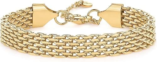 PAVOI 14K Gold Plated Chunky Chain Adjustable Bracelet for Women | Stainless Steel Lightweight Trendy Chain Bracelet on Amazon.ae - Price Tracker
