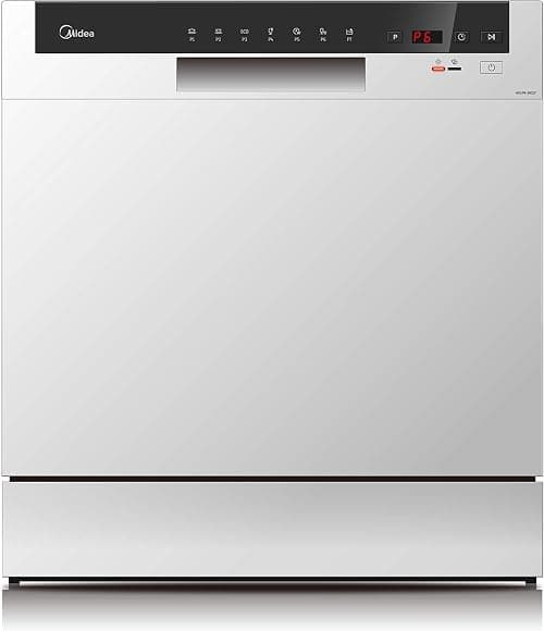 Midea Counter Top Dishwasher, Portable, 8 Place Settings, 7 Programs, Inverter Quattro, Silent & High Energy Efficient, Rapid Wash, Child Lock, Self Cleaning, 70 Intensive White, WQP8-3802F-S on Amazon.ae - Price Tracker
