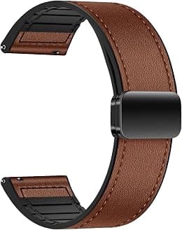 ACM Watch Strap Leather Magnetic Silicone 20mm compatible with Amazfit Active 2 Square Smartwatch Belt Luxury Band - Best Deal Finder