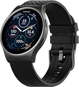 Motorola Moto Watch 120 - Premium Bluetooth Smartwatch with AMOLED Display, 10-Day Battery, Heart Rate & SpO2 Tracking, Fitness & Health Monitoring, Compatible with Android and iPhone - Phantom Black - Best Deal Finder