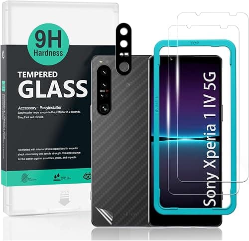 Ibywind Screen Protector For Sony Xperia 1 IV 5G(6.5"),with 2Pcs Tempered Glass,1Pc Camera Len Protector,1Pc Backing Carbon Fiber Film[Fingerprint Reader,Easy to install,Anti Scratch,HD Clear] on Amazon.ae - Price Tracker