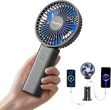 HandFan Upgraded 10,000 mAh Quiet Handheld Fan - 4.5 Inch Large Hand Held Fans Reahargeable, 180° Foldable Portable Fan [30 Working Hours] with Lanyard, Base for Disney/Travel/Concerts/Beach/Office on Amazon.ae - Price Tracker