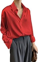 Pantete Womens Satin Silk Button Down Shirt Long Sleeve Casual Office Blouse Top Breathable & Silky - Best Deal Finder