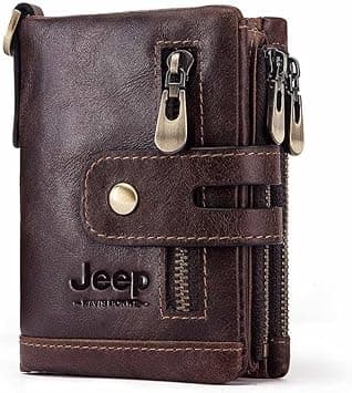 Overs Leather Bifold Wallet with Anti-Theft Chain,RFID Protected Leather Wallet with Removeable Coins Pocket, Money Bag for Men (COFFEE) on Amazon.ae - Price Tracker