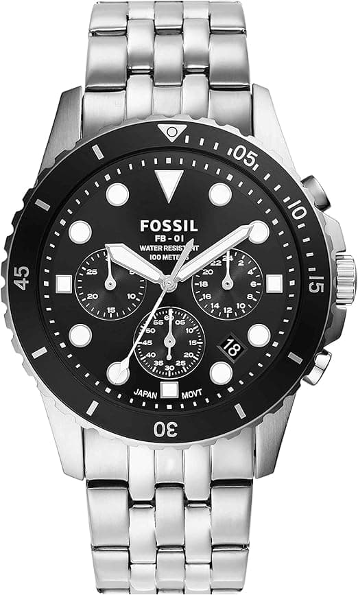 Fossil Men's FB-01 Stainless Steel Dive-Inspired Casual Quartz Chronograph Watch, Silver, One Size, Fb-01 Chrono Chronograph Stainless Steel Watch FS5837 on Amazon.ae - Price Tracker