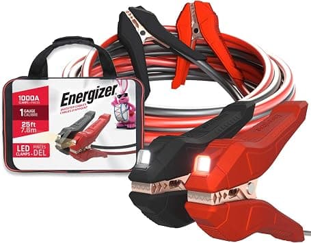 Energizer Jumper Cables for Car Battery with Built-in LED Lights, Heavy Duty Automotive Booster Cables for Jump Starting Dead or Weak Batteries - Carrying Bag Included (25-Feet (1-Gauge) على Amazon.ae - متتبع الأسعار