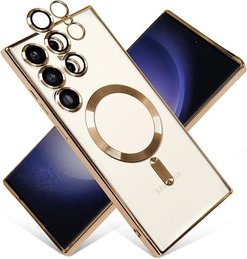 Zubitech Magnetic Clear Case for Samsung Galaxy S25 Ultra with Camera Lens Protector Magsafe Compatible Electroplated Soft TPU Shockproof Case for Galaxy S25 Ultra (Gold, Samsung Galaxy S25 Ultra) on Amazon.ae - Price Tracker