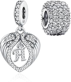 2 Pack 925 Sterling Silver Heart-Wings Letter A-Z Charms for Pandora Bracelets and Necklaces,With Pave-Set Cubic Zirconia Bead Charms,Jewelry Gift for Women - Amazon.ae Price Tracker
