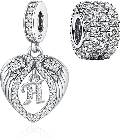 2 Pack 925 Sterling Silver Heart-Wings Letter A-Z Charms for Pandora Bracelets and Necklaces,With Pave-Set Cubic Zirconia Bead Charms,Jewelry Gift for Women on Amazon.ae - Price Tracker