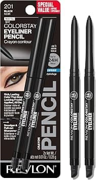 Revlon ColorStay Eyeliner Pencil, Eye Makeup Stocking Stuffers for Women, Built-In Sharpener, Waterproof, Smudgeproof, 201 Black, 0.02 oz (Pack of 2) - Best Deal Finder