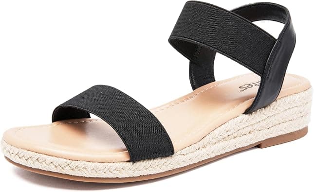 Veittes Women's Platform Wedge Heel Sandals - Open-Toe Adjustable Elastic Strappy, Comfortable Insole, lightweight Rubber Sole, Casual Summer Strappy Sandals. on Amazon.ae - Price Tracker