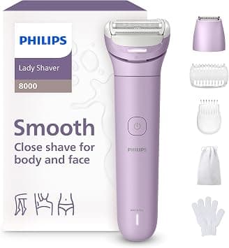Philips Lady Shaver Series 8000 - Cordless Wet and Dry Shaver 3-Blade System, Flexible Shaver Head, LED Light for Body, Legs and Bikini, 100 Minutes Runtime, Model BRL149/00 على Amazon.ae - متتبع الأسعار