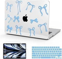 B BELK Compatible with MacBook Air 13 inch Case 2025 2024 2023 2022 Release M4 M3 M2 A3240 A3113 A2681, Plastic Hard Shell+Keyboard Cover+Screen Protector for MacBook Air 13.6 inch Case, Blue Bow - Best Deal Finder