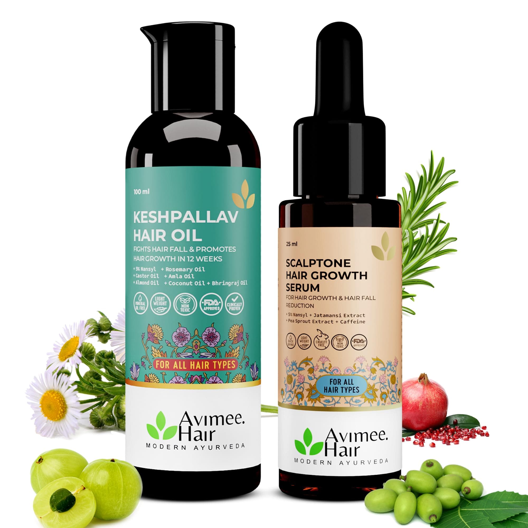 Avimee Herbal Hair Growth Super Saver Combo | Keshpallav Hair Oil (100 ml) and Scalptone Hair Growth Serum (25ml) on Amazon.ae - Price Tracker