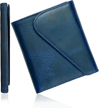 Slim Wallets for men | handmade Modern Minimalist front Pocket wallets | 6-12 Cards Geniune leather rfid wallet for men | Gift wallets with magnatic closure, Dark Blue, Premium on Amazon.ae - Price Tracker