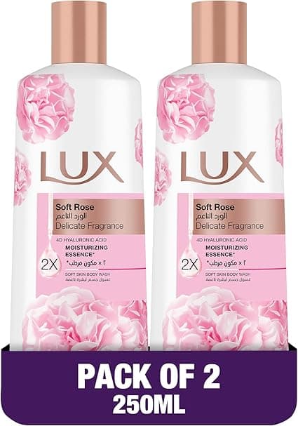 LUX Delicate Fragrance Body Wash, Soft Rose, 2x Moisturizing Essence, with 4D Hyaluronic Acid, 250ml x 2 on Amazon.ae - Price Tracker