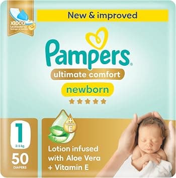 Pampers Ultimate Comfort, Size 1, 2-5 kg, MIP, 50 Diapers - متتبع أسعار Amazon.sa
