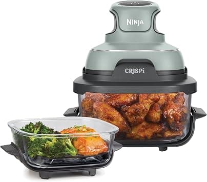 Ninja CRISPi Portable Air Fryer, 3.8L, 4-in-1: Air Fryer, Oven Roast, Keep Heat, Crisp, Compact for Convenient Storage, Two Removable Glass Containers and Lids, 1700 W, Green, FN101EUSG على Amazon.ae - متتبع الأسعار