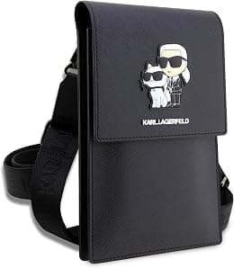 CG MOBILE Karl Lagerfeld Saffiano K&C NFT Phone Pouch, Officially Licensed, Adjustable Strap, Daily Use, Durable Quality, Luxury Design, Handy & Easy To Use, Compact & Portable (Black) - Best Deal Finder