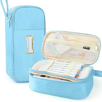 Cute Large Pencil Case Pouch,Personalized Initial Pencil Bag for Girls Boy | Multiple Pockets With Smooth Dual-Zipper, Big Capacity Aesthetic Pen Case Bag For Kids College Art School Gift على Amazon.ae - متتبع الأسعار