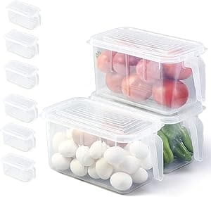 SKY-TOUCH 6pcs Refrigerator Organizer, Stackable Plastic Kitchen Food Storage Containers with Lids and Handle for Fruits and Vegetables, Freezer Safe Food Storage Boxes, Transparent - Amazon.ae Price Tracker