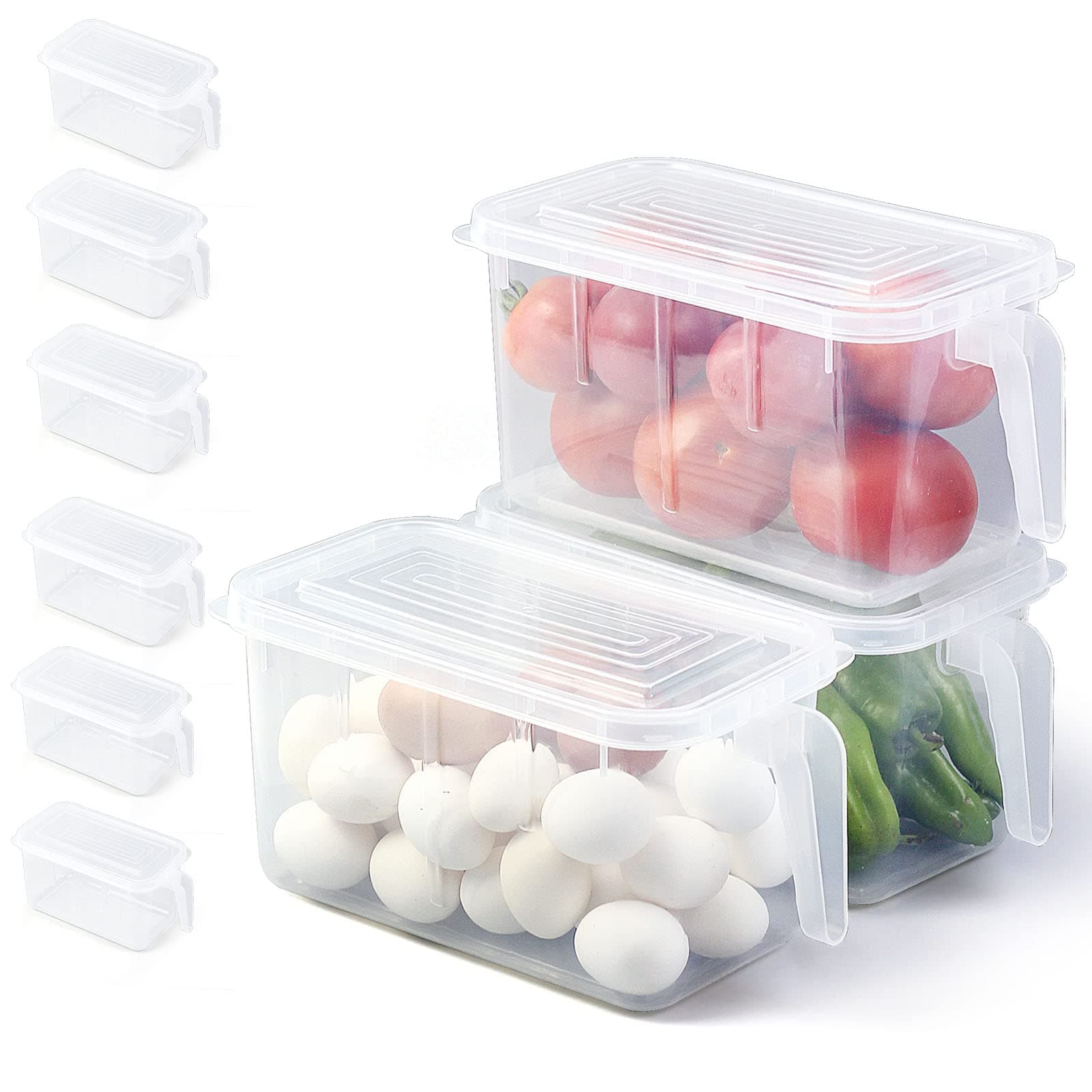 SKY-TOUCH 6pcs Refrigerator Organizer, Stackable Plastic Kitchen Food Storage Containers with Lids and Handle for Fruits and Vegetables, Freezer Safe Food Storage Boxes, Transparent on Amazon.ae - Price Tracker