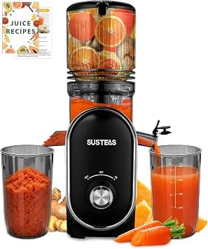 SUSTEAS Cold Press Juicer, 300W, 5.3" Large Feed Chute, 1.5L Capacity, Automatic Feeding, High Yield, Easy to Clean, Ideal for Whole Fruits & Vegetables, Black on Amazon.ae - Price Tracker