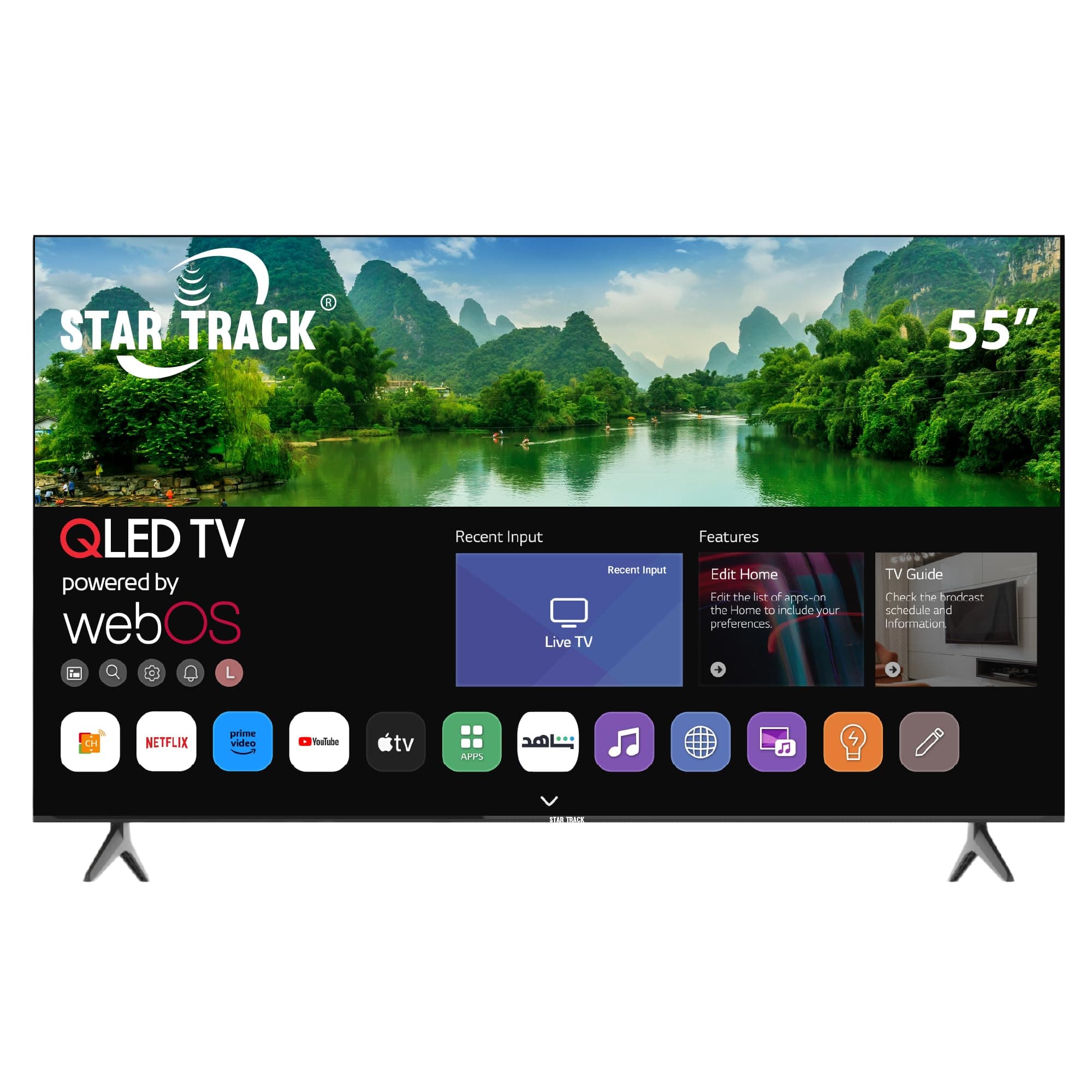 STAR TRACK 55 Inch QLED TV 4K HDR10+ WebOS 95% Color Volume with Quantum dot | 350 Nits Ultra Bright Display | Dolby Audio | Ultra HD | Air Mouse Remote | Works with Apple Airplay & Home on Amazon.ae - Price Tracker